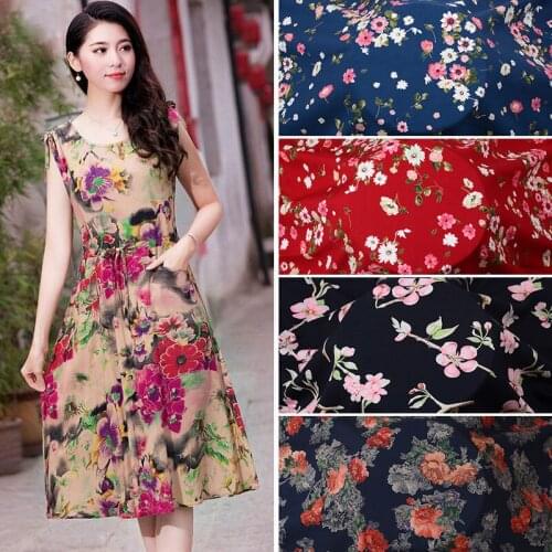 140*100cmsummer Printed Rayon Fabrics Does Not Fade Soft Cotton Silk for Sewing Pajama Dress Pants Needlework Cloth By The Meter