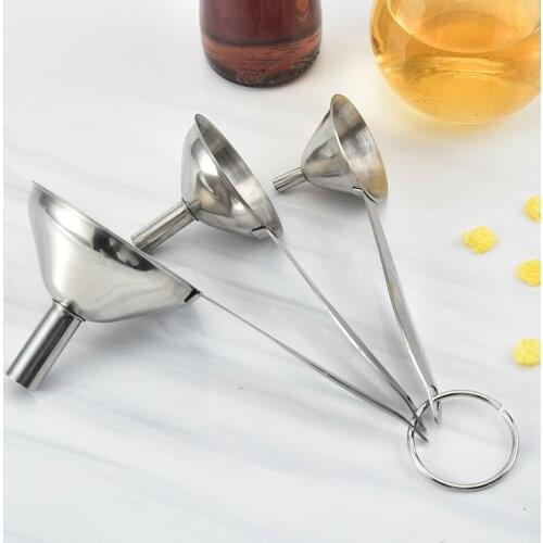 Stainless Steel Funnel 3-piece Set Kitchen Tool Oil Spill Split Funnel with Handle Tapered Wine Leak Set