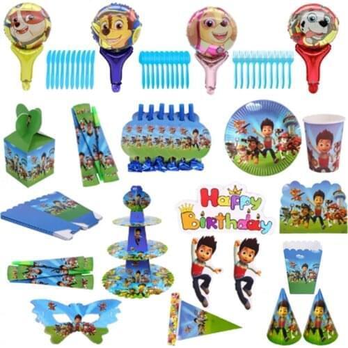 Paw Patrol Balloon Birthday Party Decorations Kid Gift Bag Paper Cup Plate Knife Spoon Baby Shower Disposable Tableware Supplies