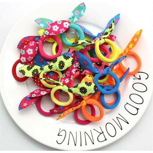 Women Girls 5mm Polka Dot Baby Headband Bow Elastic Hairbands Ponytail Holder Rubber Bands Scrunchy Headband Hair Accessories