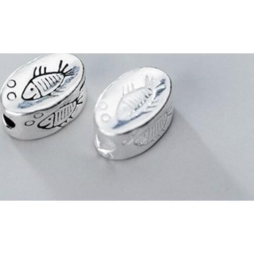 925 Sterling Silver Cute Can Fish Pattern Spacer Beads Woven Separate Silver Loose Beads DIY Charming Jewelry Accessories Gift