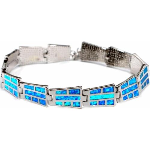 SZ0083 elegant side chain blue opal bracelet silver plated bracelet and bracelet ladies fashion jewelry