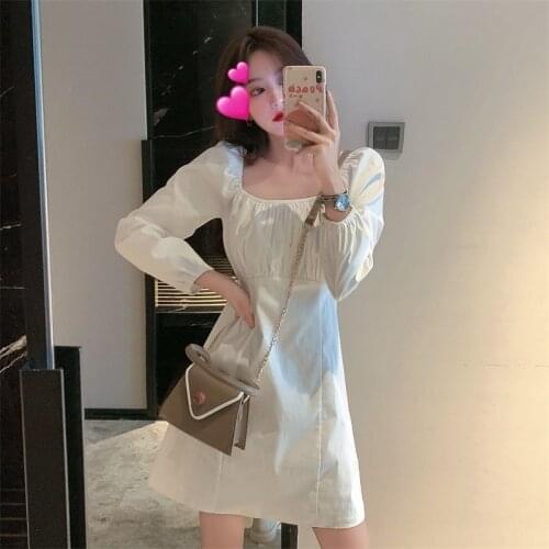 Woman Dress Summer Puff Sleeve Square Collar Dress New Womens Vintage Skirt Dress Vestido De Mujer