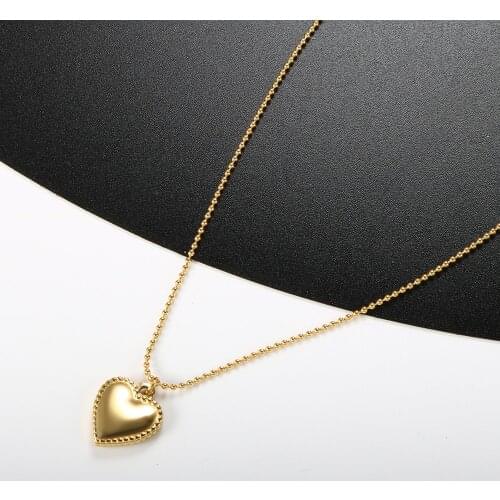 ZMFashion Love Heart Shape Geometric Pendant Necklace Women Men Romantic Couple Wedding Jewelry Charm Stainless Steel Link Chain