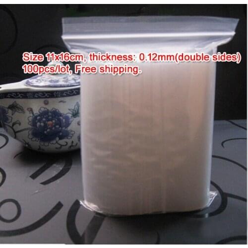 100pcs/lot high quality Transparent PE Zip Lock jewelry Gift Packaging Bags, 11*16cm clear plastic bags for clothing storage