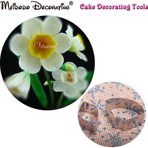 2Pcs Daffodils Fondant Cake Decoration Daffodils petal cutter gum paste flower Cutter Stainless steel Calla cutter Set