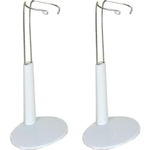 2Pcs Adjustable Metal Fashion Doll Stands Bear Display Holder C Type 5.5-7.8inch for Dolls Teddy Bears Doll Accessories White