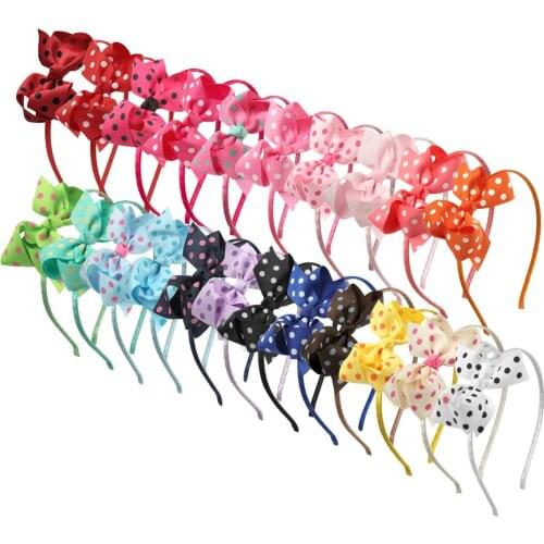 22pcs/lot Children Hairband Ribbon Hair Bows Headbands Polka Dot Colorful Butterfly Hairbow Headbands Women Hair Bands Sets