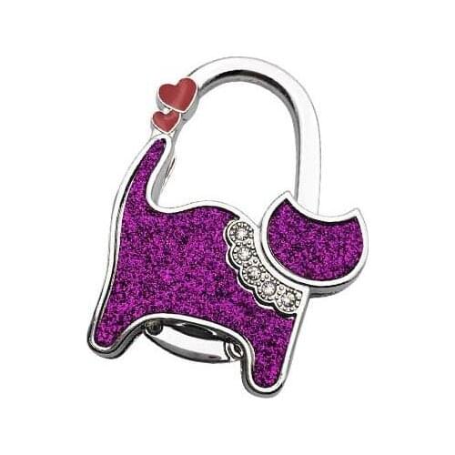 25PCS / LOT Round hanging bag hook Ceramic Cat bag hook folding desktop hook bag Portable Metal Foldable Bag Purse Hook Handbag