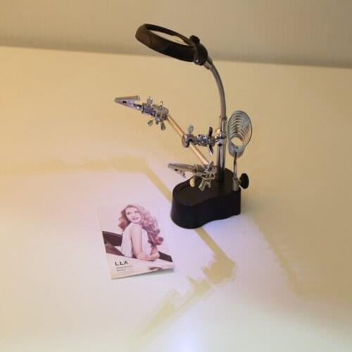 3.5x12X 3rd Third Hand Soldering Iron Stand clip solda magnifying glass Helping Clamp Vise Clip Tool Magnifying Glass wholesale