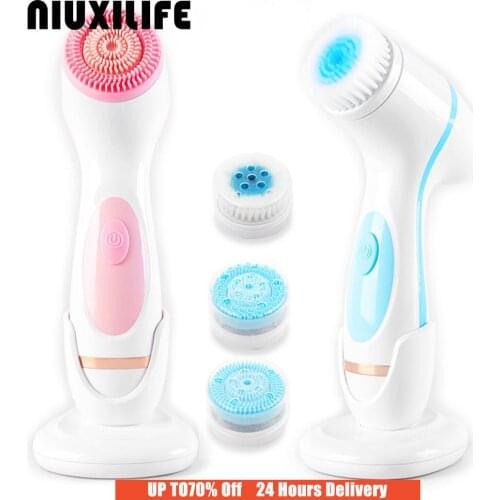 3 In 1 Face Cleansing Brush Silicone Facial Brush Deep Cleaning Pore Cleaner Face Massage Skin Care Waterproof Facial Brush