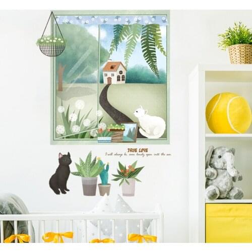 3D Window View Wall Sticker Living Room Landscape Town Decal Vinyl Wallpaper Home Decor Self-adhesive Wallpaper