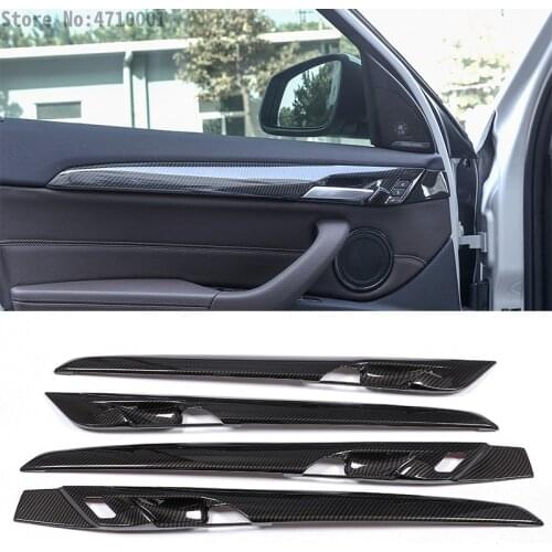 4pcs Carbon Fiber Interior Door Decoration Strips Cover Trim For BMW New X1 F48 2016-2019 X2 F47 2018