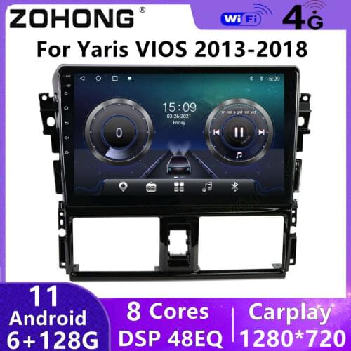4G DSP For Toyota Vios Yaris 2013 2014 2015 2016 GPS Car Radio Multimedia Player Video BT Android 10 Navigation Stereo Autoradio