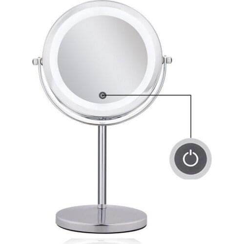 7 Inch 10x Magnification Cosmetic Makeup Mirror Round Shape 2Sided Rotating Magnifier Adjustable Touch Screen MakeUp Mirror