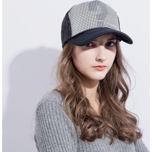 Mesh Baseball Caps Women Breathable Snapback Sun Hat Checkered Question Mark Female Fashion Casual Polyester Visor Dad Hats Bone