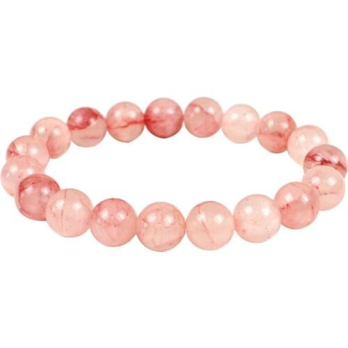 4mm 6mm 8mm 10mm Natural Chalcedony Rhodochrosite Stone Bracelets for Women Men Pink Red Bracelete Bangles Round Stone Bracelet