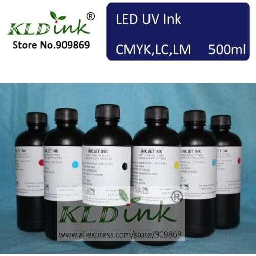[ KLD Ink ] Compatible LED UV Ink for inkjet UV flatbed printer with DX5 DX6 DX7 printhead ( 6 pieces X 500ml )