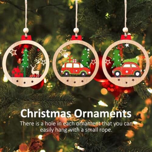 Wooden Painted Christmas Tree Pendant Car Pendant Car Rearview Mirror Pendant Christmas Gift Auto Decoraction Santa Car Pendant