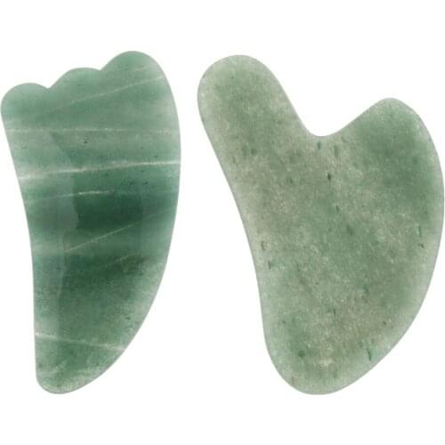 2Pcs Natural Jade Stone GuaSha Massage Tool Chinese Jade Exfoliating Face Eye Body Massage Board Gua Sha Board