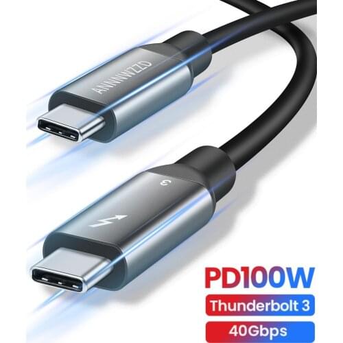 Thunderbolt 3 Cable 100W 5A/20V USB 3.1 Thunderbolt 3 Fast PD Cable for Macbook Pro 40Gbps 5K/60Hz USB Type C Charger Data Cable