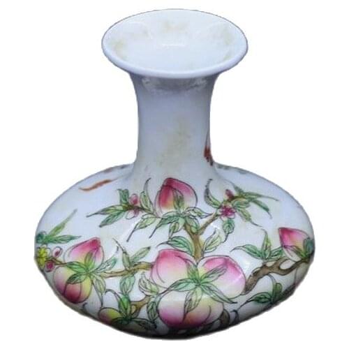 Chinese old Pastel porcelain Shoutao Ornamental Bottle vases
