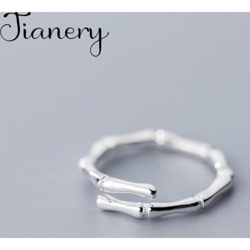 JIANERY Vintage Silver Color Bamboo Rings For Women Finger Ring 2019 Female Bohemian Jewelry Gifts