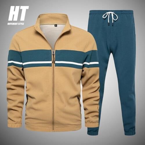 2021 Mens Tracksuit Set Long Sleeve Casual Sports Suit Men Outerwear 2 Piece Sets Casual Patchwork Fashion Sportswear Euro Size
