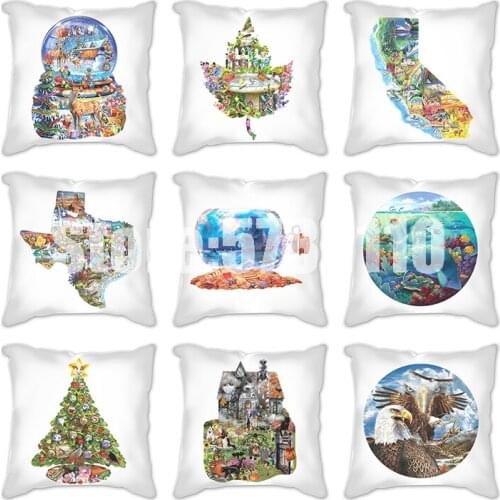 Cartoon White Bird cat eagle deer Animal Cushion Sofa Throw Pillowcase Home Decor Cotton Linen Square Printed pillow cover