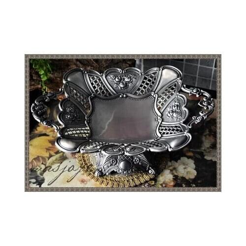 New arrival European style candy tray bandeja decorativa plated metal fruit bowl fruit tray,decorative trays dish trays SG044