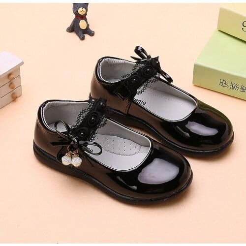 3-12 Years Princess Fashion Fashion Flower Beads Girl Dress Dance Spring Shoes For Children Flats Shoes Kids School Leather Shoe