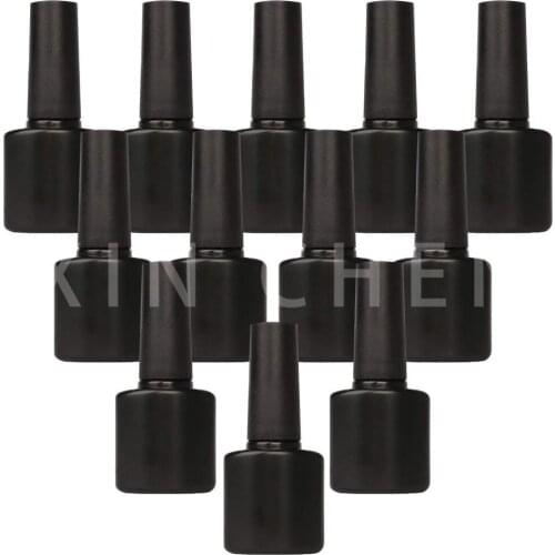 10 pcs Empty Nail Polish Glass Bottle 10ml Antilight Black Matta Portable UV Gel Container Refillable Cosmetic Storage Box Round