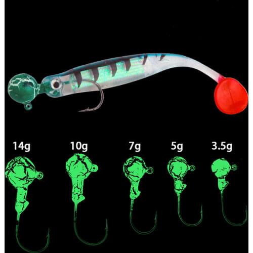 High Carbon Steel Fishing Hook Fishing Lures Overturned Luminous Fishing Barbed Hook For Fishing Trackle 5PCS
