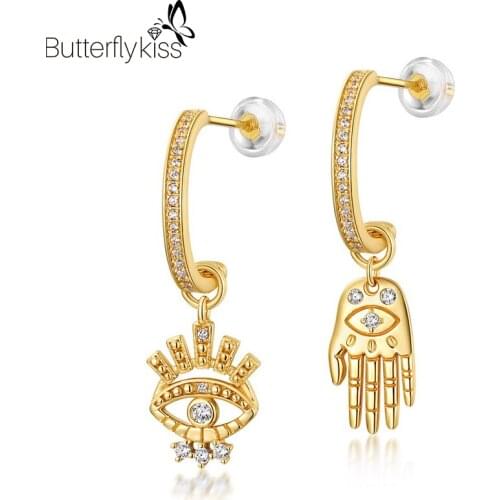 BK Luxury 100% 925 Sterling Silver Stud Earrings For Women Zircon Eyes Unusual Earring Unique Design Wedding Fine Jewelry