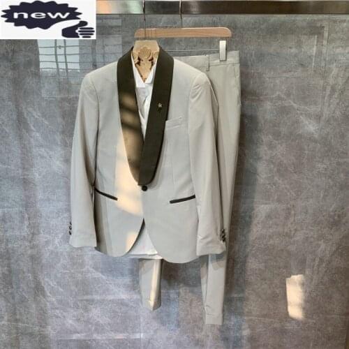 Wedding Groom Suits Two Piece Set Slim Fit Blazer Pants Matching Sets Vintage Elegant Design Classic Banquet Mens Dress Suit