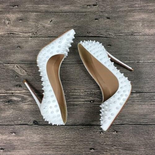 White rivets pumps for women shoes female wedding shoes 12cm high heel spring autumn 10cm MD006 CHENSIR9