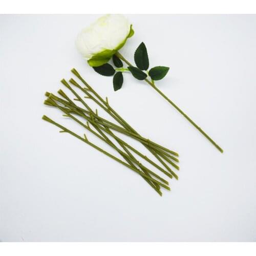 Yoshiko 10pcs Artificial Fake Rose Flower Stem For DIY Handmade Bouquet Flower Leaf Vein Wedding Home Decoration