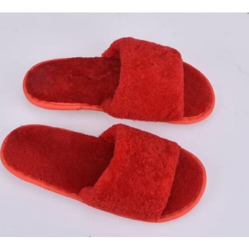Women Fashion Real Sheep Fur Slippers Real Fur Slides Flat Sheep Hair Autumn Winter Slippers Warm Indoor Slides Cute Girl Slides