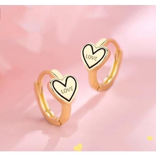 S925 silver plated earrings female temperament of south Korean and simplified love earrings