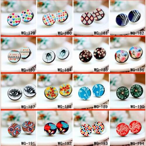 10PCS Laser Cut Unique 3D Embossed 16mm Coloured Drawing pattern wood Cabochon DIYfor Rings Earring,Hairpins Necklace WG-179-194