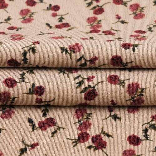 100*150cm Vintage Floral Printing Velvet Soft Corduroy Fabric For Diy Tablecloth Dress Kids Clothing Curtain Bag Sewing Fabric