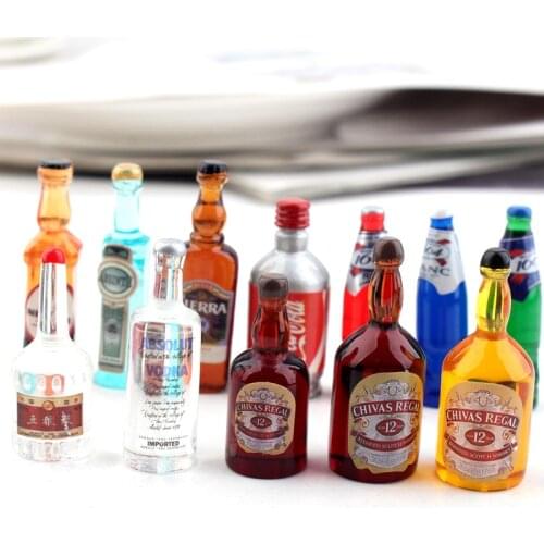 12pcs 1/6 Scale Resin Mini Coke Wine Bottle Drinks Pretend Play House Kitchen Food For Blyth Barbies Doll Dollhouse Miniture Toy