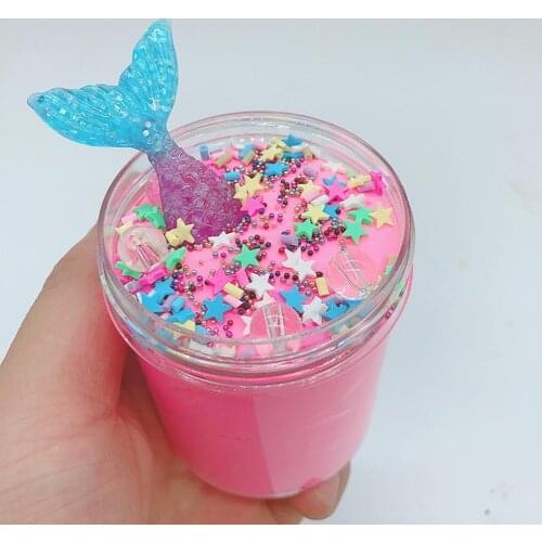 120ML Kids Slime Toy Crystal Slime Putty Fairy Clay Soft Reliever Toy Tail Decor Kids' Gift Learning Education 2021