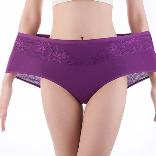 3/5PCS Middle-Aged Cotton Panties Large Size High Waist Lace Waist Underwear One-Piece Breathable Briefs Lingerie Women