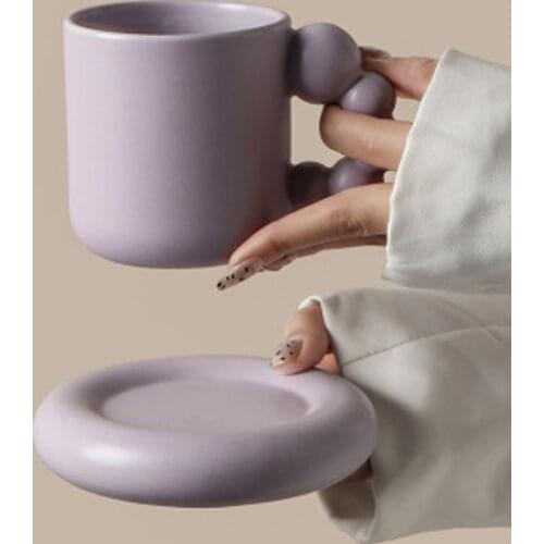 325Ml Creative Coffee Cup And Saucer With Spin Ball Handle Ceramic Handmade Art Tea Mug Funny Drinkware Personalized Gifts