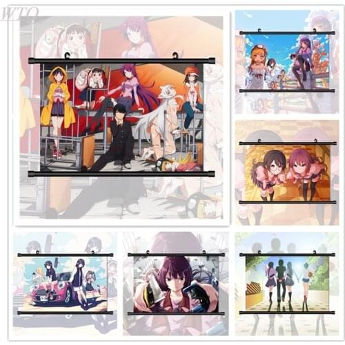 Monogatari Hanekawa Tsubasa Senjougahara Hitagi Anime Posters Canvas Painting Wall Decor Wall Art Decoration Picture Home Decor