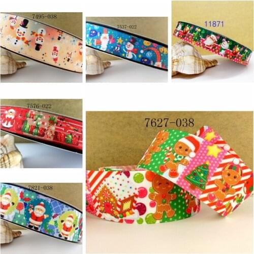 Free shipping 50 yard Christmas printed grosgrain ribbon 7627