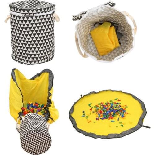 Large Portable Kids Toy Storage Bag and Play Mat Toys Organizer Box Drawstring Bag Fashion Practical waterproof Storage Baskets