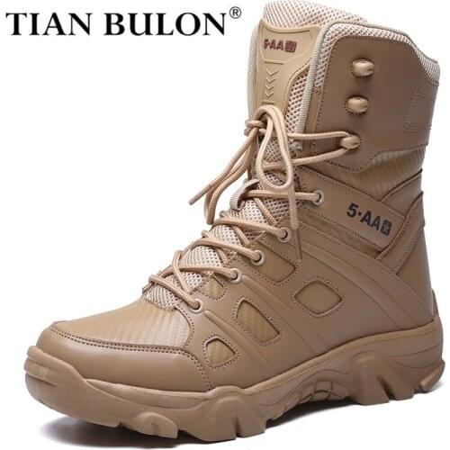 Winter Desert Combat Men Ankle Boot Military Tactical Mens Boots Army Work Mens Leather Waterproof Safety Boots Plus Size 39-47