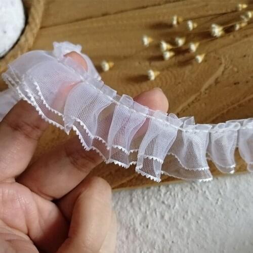 1m Handmade shoes clothing material white double-layer dress lace decoration lace skirt trim material 2cm